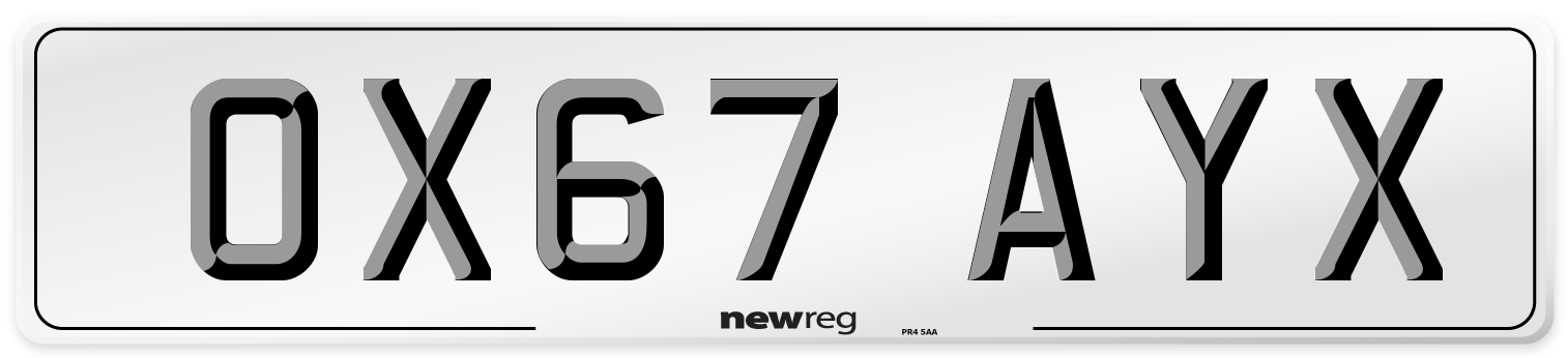 OX67 AYX Number Plate from New Reg